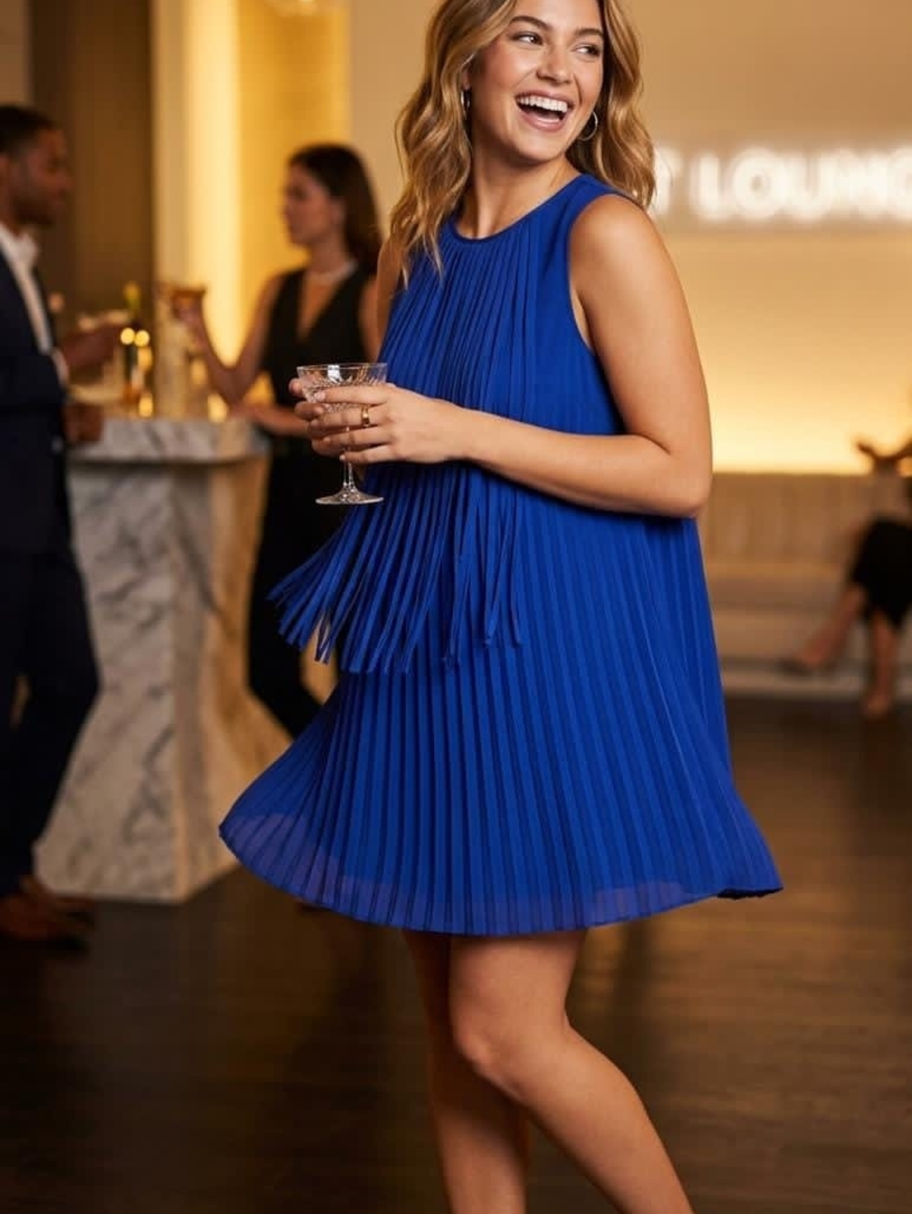 Forever 21 Cobalt Blue Pleated Swing Dress for Girls • Size M